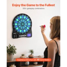 VEVOR Electronic Dart Board, LED-Illuminated Target Dartboard with 48 Games & 500+ Variations, Includes 6 Dart Shafts with Flights & 50 Soft Tips, Cricket Scoring LCD Screen - Supports Up to 8 Players