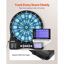 VEVOR Electronic Dart Board, LED-Illuminated Target Dartboard with 48 Games & 500+ Variations, Includes 6 Dart Shafts with Flights & 50 Soft Tips, Cricket Scoring LCD Screen - Supports Up to 8 Players
