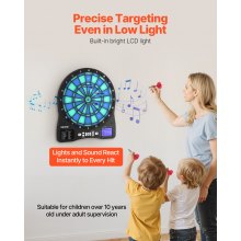 VEVOR Electronic Dart Board, LED-Illuminated Target Dartboard with 48 Games & 500+ Variations, Includes 6 Dart Shafts with Flights & 50 Soft Tips, Cricket Scoring LCD Screen - Supports Up to 8 Players
