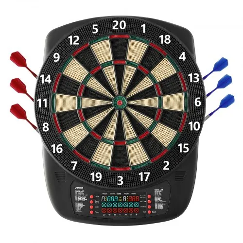 VEVOR Electronic Dart Board, 336mm Target Dartboard with 43 Games & 200+ Variations for Up to 8 Players, 6 Dart Shafts with Flights & 50 Soft Tips, Color LCD Scoring Screen for Home Party Game Rooms