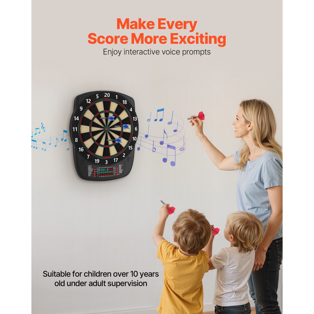VEVOR Electronic Dart Board, 13.5" Target Dartboard with 43 Games & 200+ Variations for Up to 8 Players, 6 Dart Shafts with Flights & 50 Soft Tips, Color LCD Scoring Screen for Home Party Game Rooms