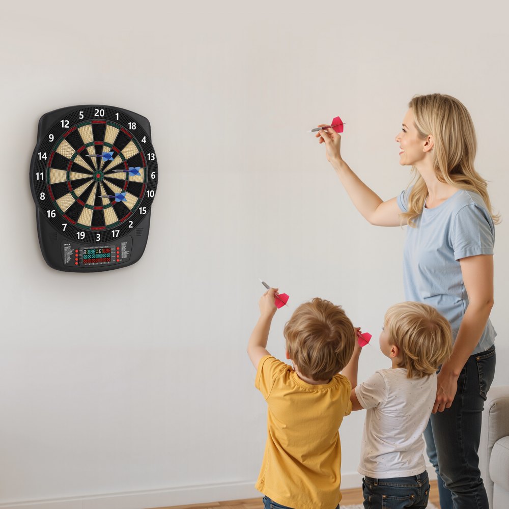 VEVOR Electronic Dart Board, 13.5" Target Dartboard with 43 Games & 200+ Variations for Up to 8 Players, 6 Dart Shafts with Flights & 50 Soft Tips, Color LCD Scoring Screen for Home Party Game Rooms