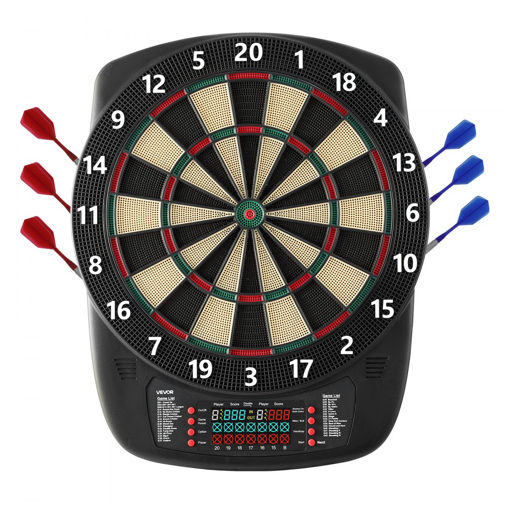 VEVOR Electronic Dart Board, 13.5" Target Dartboard with 43 Games & 200+ Variations for Up to 8 Players, 6 Dart Shafts with Flights & 50 Soft Tips, Color LCD Scoring Screen for Home Party Game Rooms