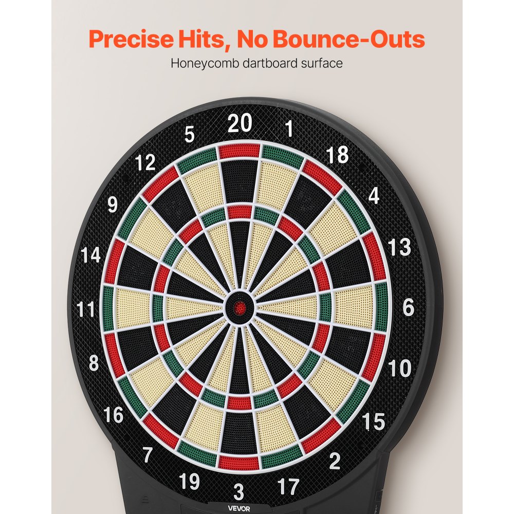 VEVOR Electronic Dart Board, 391mm Target Dartboard with 43 Games & 320+ Variations for Up to 8 Players, 6 Dart Shafts with Flights & 50 Soft Tips, Color LCD Scoring Screen for Home Party Game Room