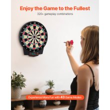 VEVOR Electronic Dart Board, 15.5" Target Dartboard with 43 Games & 320+ Variations for Up to 8 Players, 6 Dart Shafts with Flights & 50 Soft Tips, Color LCD Scoring Screen for Home Party Game Room
