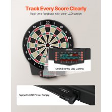 VEVOR Electronic Dart Board, 15.5" Target Dartboard with 43 Games & 320+ Variations for Up to 8 Players, 6 Dart Shafts with Flights & 50 Soft Tips, Color LCD Scoring Screen for Home Party Game Room