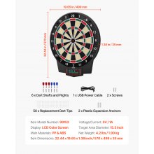 VEVOR Electronic Dart Board, 15.5" Target Dartboard with 43 Games & 320+ Variations for Up to 8 Players, 6 Dart Shafts with Flights & 50 Soft Tips, Color LCD Scoring Screen for Home Party Game Room