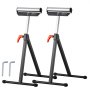 VEVOR 2-Pack Roller Stands, 135 lb Load Capacity, 26.8-42.5'' Adjustable Height, Folding Heavy Duty Design with 11.5 in Polished Steel Roller Head, for Table Saw Outfeed Woodworking Extension Support