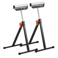 2 PCs Folding Woodworking Roller Stands Max Load 135 lb Adjustable 26.8-42.5 in