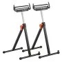 VEVOR 2-Pack Roller Stands, 113 kg Load Capacity, 685.8-1092.2 mm Adjustable Height, Folding Heavy Duty with Steel Roller Head & Edge Guides, for Table Saw Outfeed Woodworking Extension Support