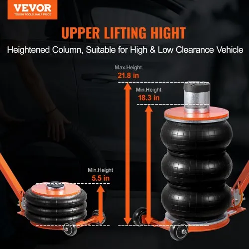 Pneumaatiline tungraud 5 t, pikk käepide, oranž — pilt 2
