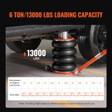 Cric pneumatique VEVOR 6 tonnes/13 000 lb avec colonne surélevée pour berline