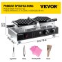 VEVOR Bubble Waffle Maker, 110V Electric Egg Waffle Maker, 1500W Hong Kong Egg Puff Machine w/2 Reversible Pans, Commercial Bubble Waffle Machine w/Non-Stick Teflon Coating, 122-572℉ Omelette Maker