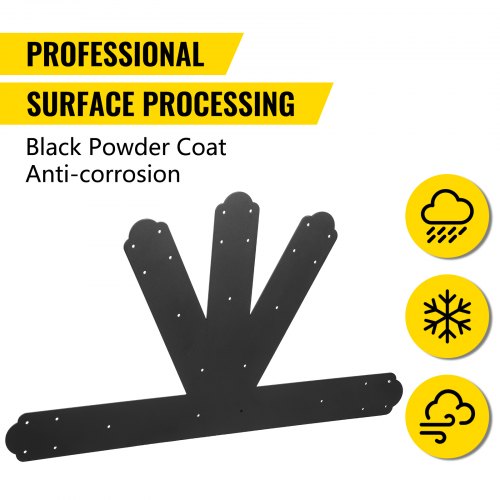 VEVOR Gable Plate Black Powder-Coated Truss Connector Plates 6:12 Pitch Gable Bracket 0.16 in. Steel Truss Nail Plates