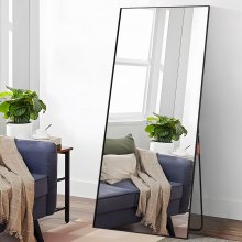 VEVOR Full Length Mirror, 71'' x 31'', Extra Large Standing Hanging or Leaning Rectangle Floor Tempered Mirror with Stand Aluminum Alloy Frame, Full Body Dressing Mirror for Living Room Bedroom, Black