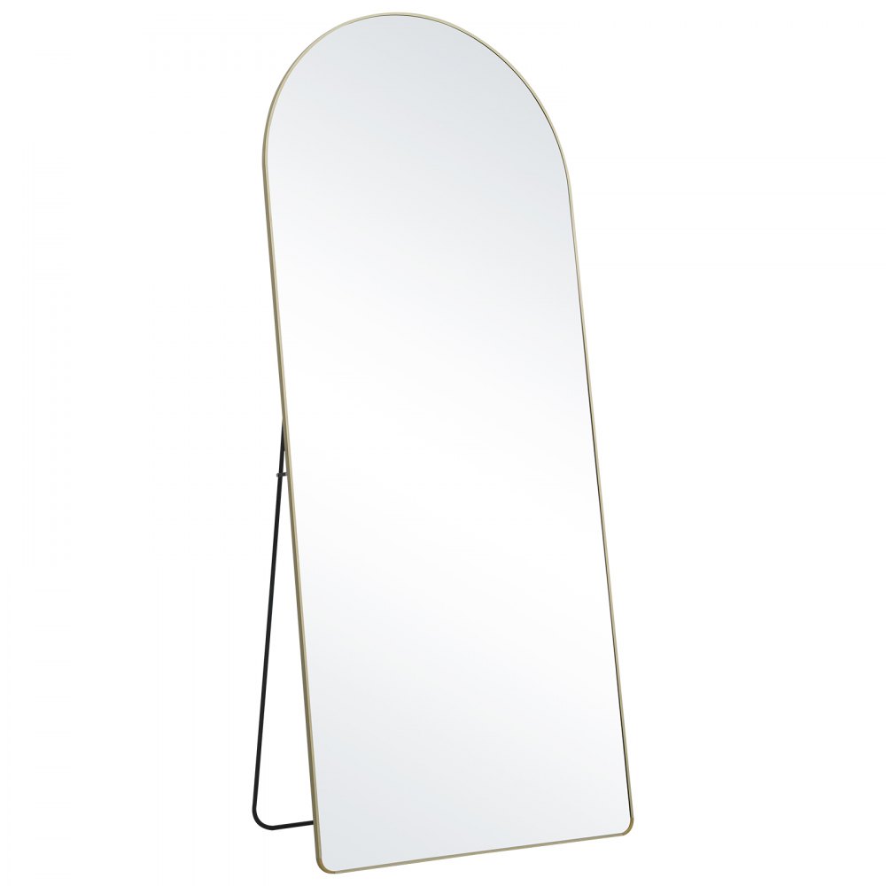 VEVOR Arched Full Length Mirror, 71'' x 30'', Large Free Standing Leaning Hanging Wall Mounted Floor Mirror with Stand Aluminum Alloy Frame, Full Body Dressing Mirror for Living Room Bedroom, Black