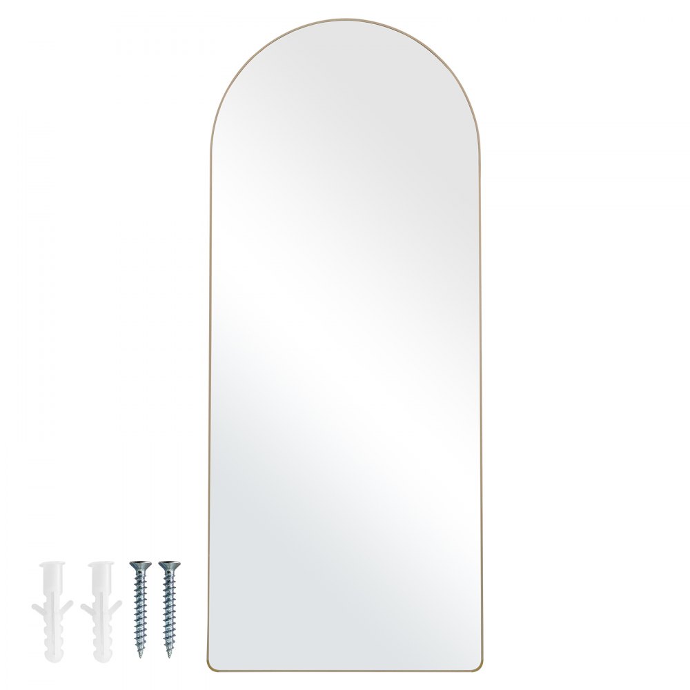 VEVOR Arched Full Length Mirror, 71'' x 30'', Large Free Standing Leaning Hanging Wall Mounted Floor Mirror with Stand Aluminum Alloy Frame, Full Body Dressing Mirror for Living Room Bedroom, Black