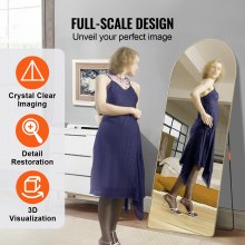 VEVOR Arched Full Length Mirror, 1800 x 760 mm, Large Free Standing Leaning Hanging Wall Mounted Floor Mirror with Stand Aluminum Alloy Frame, Full Body Dressing Mirror for Living Room Bedroom, Black， 71'' x 30''