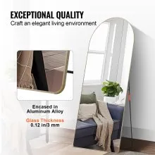 VEVOR Espejo de cuerpo entero arqueado, 71'' x 30'', espejo de pie grande para colgar en la pared con marco de aleación de aluminio, espejo de tocador de cuerpo entero para sala de estar y dormitorio, color negro