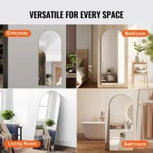 VEVOR Espejo de cuerpo entero arqueado, 71'' x 30'', espejo de pie grande para colgar en la pared con marco de aleación de aluminio, espejo de tocador de cuerpo entero para sala de estar y dormitorio, color negro