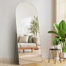 VEVOR Espejo de cuerpo entero arqueado, 71'' x 30'', espejo de pie grande para colgar en la pared con marco de aleación de aluminio, espejo de tocador de cuerpo entero para sala de estar y dormitorio, color negro