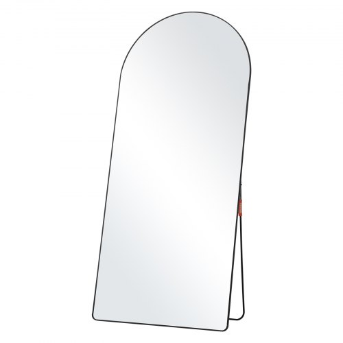 VEVOR Arched Full Length Mirror, 71'' x 32'', Large Free Standing Leaning Hanging Wall Mounted Floor Mirror with Stand Aluminum Alloy Frame, Full Body Dressing Mirror for Living Room Bedroom, Black