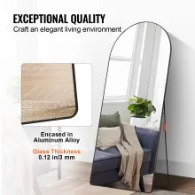 VEVOR Espejo de cuerpo entero arqueado, 71'' x 32'', espejo de pie grande para colgar en la pared con marco de aleación de aluminio, espejo de tocador de cuerpo entero para sala de estar y dormitorio, color negro