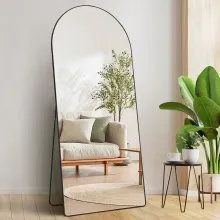 VEVOR Espejo de cuerpo entero arqueado, 71'' x 32'', espejo de pie grande para colgar en la pared con marco de aleación de aluminio, espejo de tocador de cuerpo entero para sala de estar y dormitorio, color negro