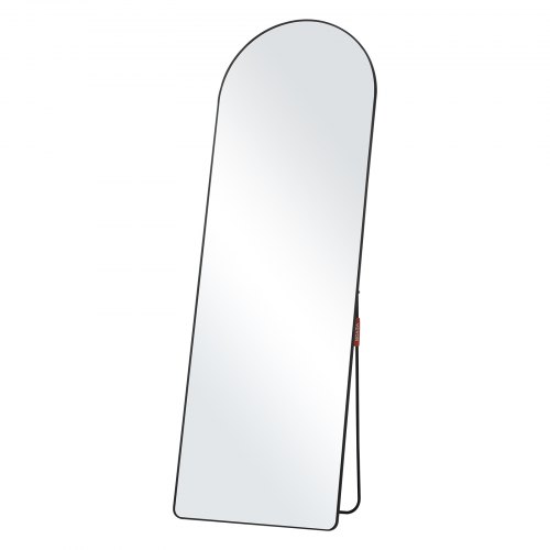 VEVOR Arched Full Length Mirror, 65'' x 22'', Large Free Standing Leaning Hanging Wall Mounted Floor Mirror with Stand Aluminum Alloy Frame, Full Body Dressing Mirror for Living Room Bedroom, Black