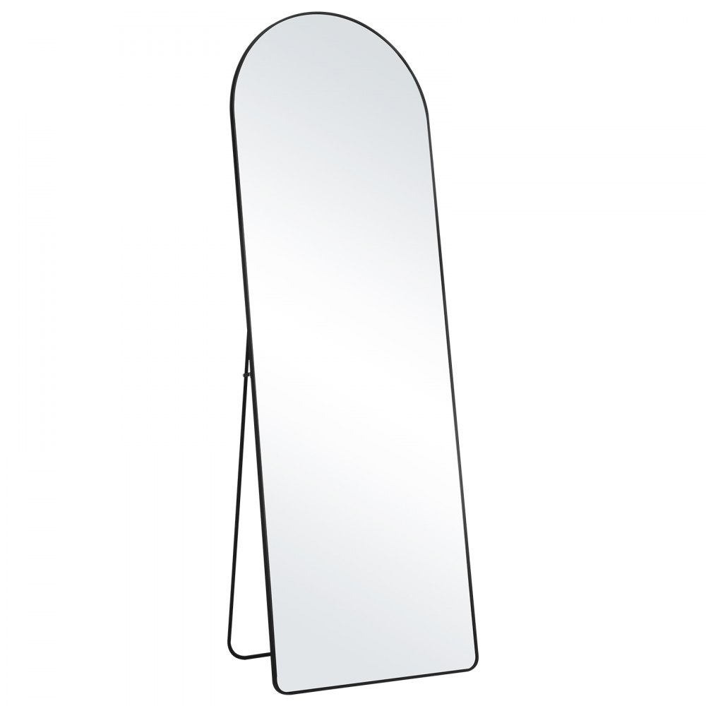 VEVOR Arched Full Length Mirror, 65'' x 22'', Large Free Standing Leaning Hanging Wall Mounted Floor Mirror with Stand Aluminum Alloy Frame, Full Body Dressing Mirror for Living Room Bedroom, Black
