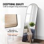 VEVOR Arched Full Length Mirror, 65'' x 22'', Large Free Standing Leaning Hanging Wall Mounted Floor Mirror with Stand Aluminum Alloy Frame, Full Body Dressing Mirror for Living Room Bedroom, Black