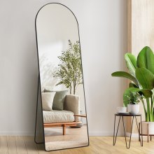 VEVOR Arched Full Length Mirror, 65'' x 22'', Large Free Standing Leaning Hanging Wall Mounted Floor Mirror with Stand Aluminum Alloy Frame, Full Body Dressing Mirror for Living Room Bedroom, Black