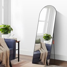 VEVOR Arched Full Length Mirror, 65'' x 22'', Large Free Standing Leaning Hanging Wall Mounted Floor Mirror with Stand Aluminum Alloy Frame, Full Body Dressing Mirror for Living Room Bedroom, Black