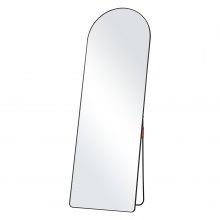 VEVOR Espejo arqueado de longitud completa, 65 x 22 pulgadas, gran espejo de suelo inclinado para colgar en la pared con soporte, marco de aleación de aluminio, espejo de tocador de cuerpo completo para sala de estar, dormitorio, negro