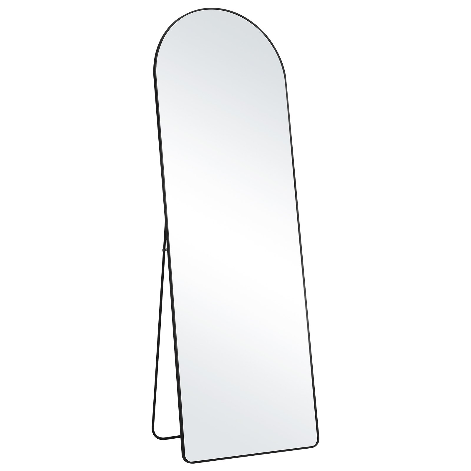 VEVOR Arched Full Length Mirror, 65'' x 22'', Large Free Standing Leaning Hanging Wall Mounted Floor Mirror with Stand Aluminum Alloy Frame, Full Body Dressing Mirror for Living Room Bedroom, Black