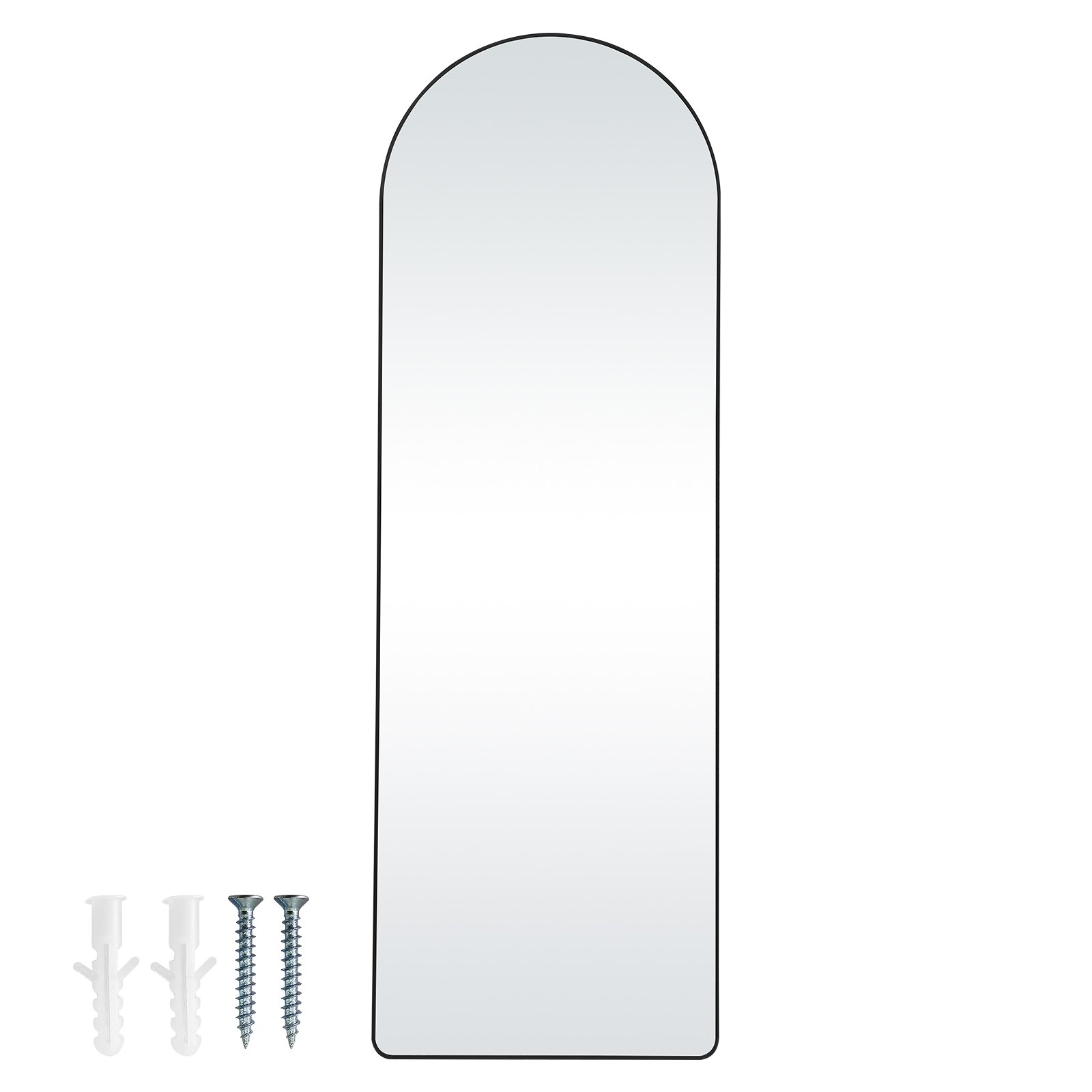VEVOR Arched Full Length Mirror, 65'' x 22'', Large Free Standing Leaning Hanging Wall Mounted Floor Mirror with Stand Aluminum Alloy Frame, Full Body Dressing Mirror for Living Room Bedroom, Black