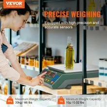 VEVOR Electronic Price Computing Scale, 66 LB Digital Deli Weight Scales, LED Digital Commercial Food Fruit Meat Produce Counting Weight, for Retail Outlet Store, Kitchen, Restaurant Market, Farmer