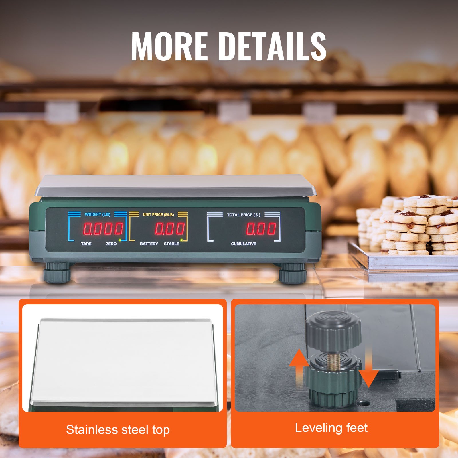 VEVOR Electronic Price Computing Scale, 66 LB Digital Deli Weight Scales, LED Digital Commercial Food Fruit Meat Produce Counting Weight, for Retail Outlet Store, Kitchen, Restaurant Market, Farmer