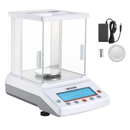 VEVOR Analytical Balance, 120 g x 0.1 mg, 0.0001 g High Precision Accuracy Lab Scale, g/oz/ct/mg 4 Units Electronic Digital Analytical Balance with Glass Draft Shield, for Laboratory Jewelry Pharmacy