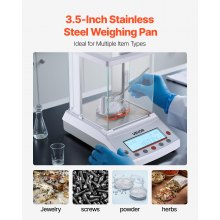VEVOR Analytical Balance, 120 g x 0.1 mg, 0.0001 g High Precision Accuracy Lab Scale, g/oz/ct/mg 4 Units Electronic Digital Analytical Balance with Glass Draft Shield, for Laboratory Jewelry Pharmacy