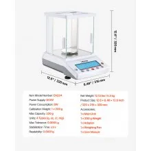 VEVOR Analytical Balance, 220 g x 0.1 mg, 0.0001 g High Precision Accuracy Lab Scale, g/oz/ct/mg 4 Units Electronic Digital Analytical Balance with Glass Draft Shield, for Laboratory Jewelry Pharmacy