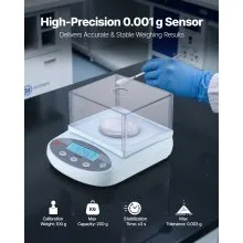 VEVOR Analytical Balance Lab Scale 200 g x 0.001 g Accuracy 13 Units with Shield