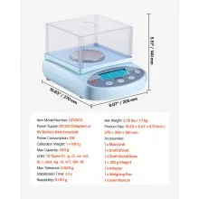 VEVOR Analytical Balance Lab Scale 200 g x 0.001 g Accuracy 13 Units with Shield
