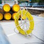 VEVOR Fish Tape Fiberglass, 425 ft, 1/4 inch, Duct Rodder Fishtape Wire Puller, Cable Running Rod with Steel Reel Stand, 3 Pulling Heads, Fishing Tools for Walls and Electrical Conduit, Non-Conductive