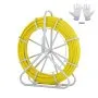 VEVOR Fish Tape Fiberglass, 200 m, 6.35 mm, Duct Rodder Fishtape Wire Puller, Cable Running Rod with Steel Reel Stand, 3 Pulling Heads, Fishing Tools for Walls and Electrical Conduit, Non-Conductive