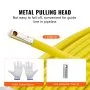 VEVOR Fish Tape Fiberglass, 200 m, 6.35 mm, Duct Rodder Fishtape Wire Puller, Cable Running Rod with Steel Reel Stand, 3 Pulling Heads, Fishing Tools for Walls and Electrical Conduit, Non-Conductive