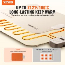 VEVOR Electric Warming Tray Rollable Food Warming Mat w/ Temp Control for Buffet