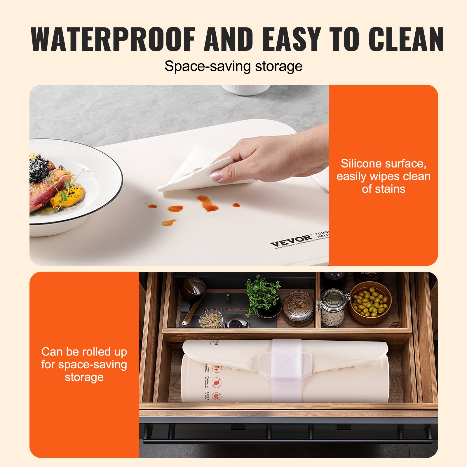 VEVOR Electric Warming Tray, Food Warming Mat for Buffet, Rollable & Portable Silicone Food Warmer with 4 Adjustable Temperature Settings, Auto Shut-Off & Child Lock, Perfect for Parties, Catering