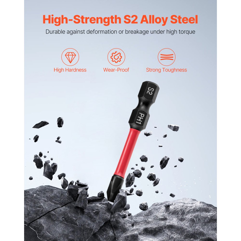 VEVOR Screwdriver Bit Set, 101-Piece, Magnetic Phillips, Pozidriv, Slotted, Square, Torx, Hex Bits, Hex Nut Sockets, Extension Rod with Storage Case, High-Strength S2 Alloy Steel, Blackened Finish