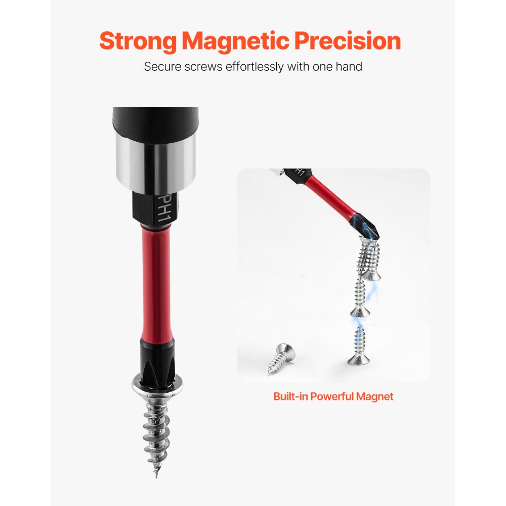 VEVOR Screwdriver Bit Set, 101-Piece, Magnetic Phillips, Pozidriv, Slotted, Square, Torx, Hex Bits, Hex Nut Sockets, Extension Rod with Storage Case, High-Strength S2 Alloy Steel, Blackened Finish